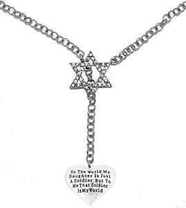 Jewish Army Mom "To the World My Daughter Is Just a Soldier, But to Me She Is My World" Necklace