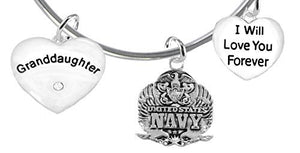 Granddaughter", I Will Love You Forever, Navy, Safe - Nickel & Lead Free