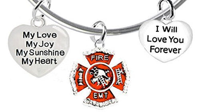 EMT, Firefighter, My Love, My Joy, My Sunshine, I Will Love You Forever Bracelet - Safe, Nickel Free