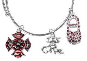 Firefighter's "It’s A Girl", Adjustable Bracelet, Safe - Nickel & Lead Free