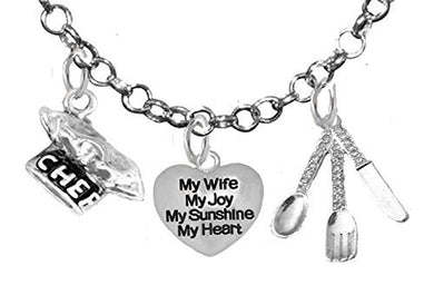 Cooking Jewelry, My Mom, My Joy, My Sunshine, My Heart, Chef Hat, Silverware, Adjustable Necklace