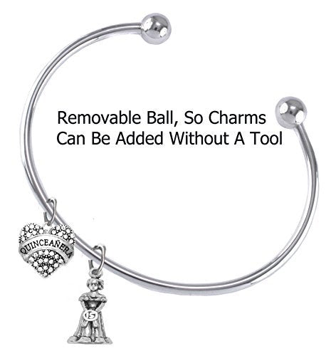The Perfect Gift Quinceanera Adjustable Removable Ball Ends, Bracelet, Safe - Nickel & Lead Free