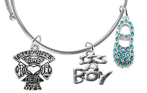 Firefighter's Wife's Baby Shower Gifts, "It’s A Boy", Adjustable Bracelet, Safe - Nickel & Lead Free