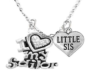 Navy, "Little Sis", Children's Adjustable Necklace, Hypoallergenic, Safe - Nickel & Lead Free