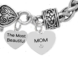 Mother's Day Jewelry, Grandma Jewelry "The Most Beautiful "Mom" Bracelet - Safe, Nickel & Lead Free