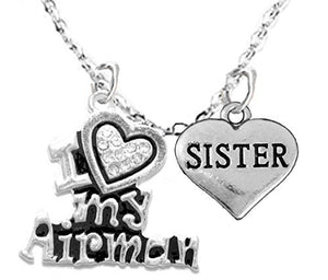 Air Force, "Sister", Children's Adjustable Necklace, Hypoallergenic, Safe - Nickel & Lead Free