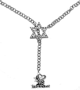 Jewish Marine, I Love My Marine Crystal Heart, on Star of David, Rolo Chain Necklace, Safe