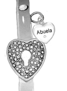 Message Bracelet, Abuela, "The Key to My Heart" Genuine Crystal Bracelet "It Really Locks!" Safe