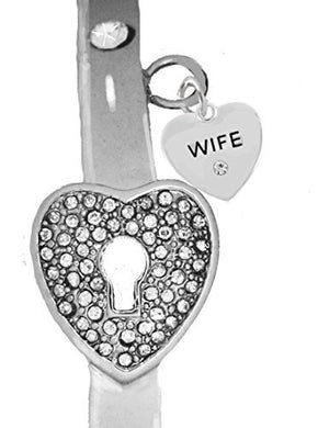 Wife, It Really Locks! The Key to My Heart Cuff Crystal Bracelet - Safe, Nickel & Lead Free
