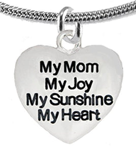 Message My Mom, My Joy, My Sunshine, My Heart, Adjustable Necklace - Nickel & Lead Free