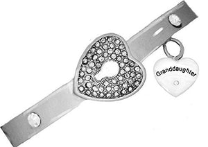 Message Bracelet, Granddaughter", "The Key to My Heart" Genuine Crystal Bracelet, "It Really Locks!"