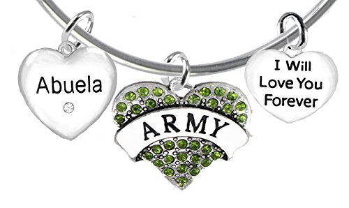Army Abuela, I Will Love You Forever, Hypoallergenic, Safe - Nickel & Lead Free