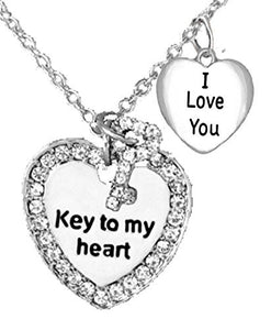 Key to My Heart and" I Love You", Mother's "Mom", Wife, Grandma Adjustable Necklace - Safe