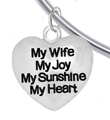 Message Jewelry, My Wife, My Joy, My Sunshine, My Heart, Adjustable Bracelet - Safe, Nickel Free