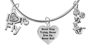 Crystal, "I Love to Fly", Crystal Never Stop Trying, Give Up, or Quit, Jumping Cheerleader Bracelet