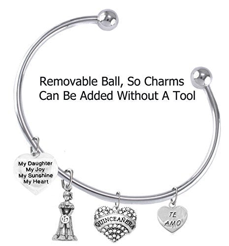 The Perfect Gift Quinceanera Hypoallergenic Adjustable Removable Ball Ends, Bracelet - Safe