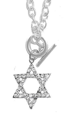 Jewish Star of David, Genuine Crystal, Cable Chain Necklace, Safe - Nickel & Lead Free