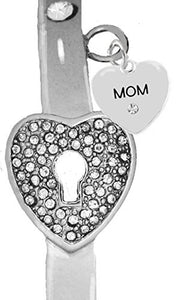 Message Bracelet, "Mom", "It Really Locks", "The Key to My Heart" Cuff Bracelet - Safe, Nickel Free