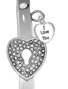 Message Bracelet, I Love You, "The Key to My Heart", "It Really Locks!" Safe, Nickel & Lead Free