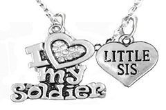 Army, "Little Sis", Children's Adjustable Necklace, Hypoallergenic, Safe - Nickel & Lead Free