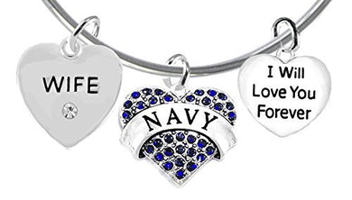 Wife, I Will Love You Forever, Navy Hypoallergenic, Safe - Nickel & Lead Free