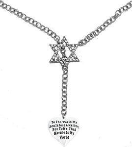 Jewish Marine "To the World My Son Is Just a Marine, But to Me That Marine Is My World" Necklace