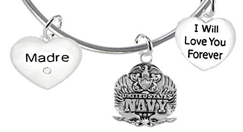 Madre, I Will Love You Forever, Navy Hypoallergenic, Safe - Nickel & Lead Free