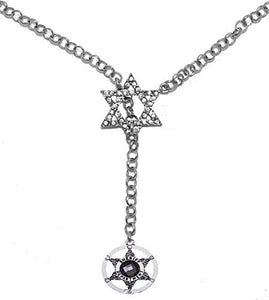 Jewish Sheriff's Crystal Badge, on Star of David, Necklace, Safe - Nickel & Lead Free