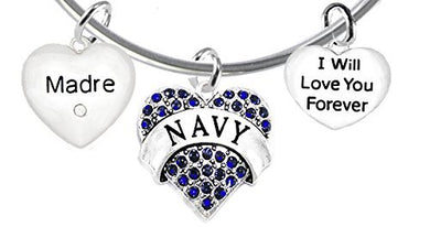 Madre, I Will Love You Forever, Navy Hypoallergenic, Safe - Nickel & Lead Free