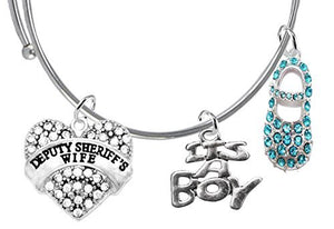 Deputy Sheriff's Wife's Baby Shower Gifts, "It’s A Boy", Adjustable Bracelet, Safe - Nickel Free