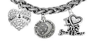 Navy Wife, "I Love You to The Moon and Back", I Love My Sailor, Safe - Nickel & Lead Free