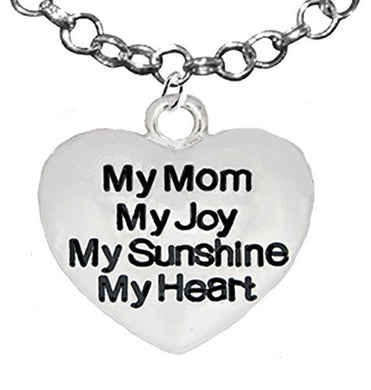 Message My Mom, My Joy, My Sunshine, My Heart, Adjustable Necklace - Nickel & Lead Free