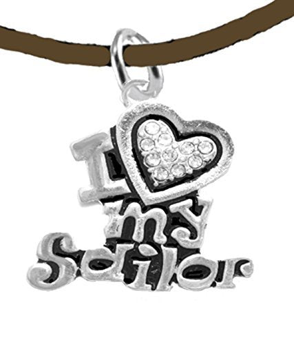 Navy, I Love My Sailor, Crystal Heart, Bracelet, Hypoallergenic, Safe - Nickel & Lead Free