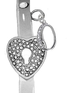 It Really Locks! The Key to My Heart, "Initial O", Cuff Crystal Bracelet - Safe, Nickel & Lead Free