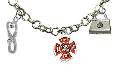 Firefighter EMT, Adjustable Charm Necklace, Hypoallergenic, Safe - Nickel & Lead Free