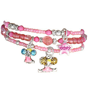 Children's "Cheer" Charm Bracelets (3 Bracelets Tied with Ribbon in Package), Pink - Nickel Free