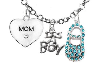 Baby Shower Gifts, "Mom", "It’s A Boy", Necklace, Hypoallergenic, Safe - Nickel & Lead Free