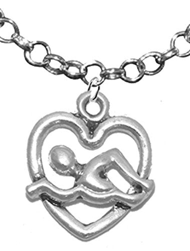 I Love Swimming, Add A Charm Adjustable Necklace - Safe, Nickel, Lead & Cadmium Free
