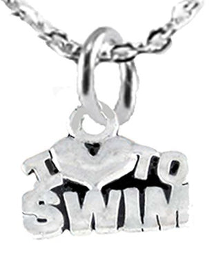 I Love Swimming, Adjustable Necklace, Hypoallergenic, Safe - Nickel & Lead Free
