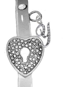 It Really Locks! The Key to My Heart, "Initial Y", Cuff Crystal Bracelet - Safe, Nickel & Lead Free