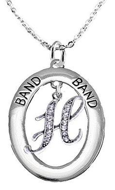 School Band, Music, Orchestra Adjustable Necklace, Safe - Nickel & Lead Free (Crystal H)
