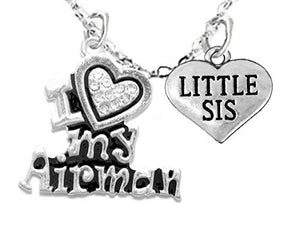 Air Force, "Little Sis", Children's Adjustable Necklace, Hypoallergenic, Safe - Nickel & Lead Free