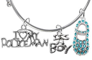 Policeman’s Wife's Baby Shower Gifts, "It’s A Boy", Adjustable Bracelet - Safe, Nickel & Lead Free