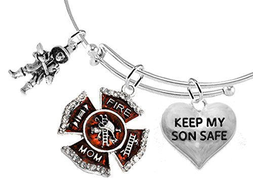 Firefighter's Moms, Keep My Son Safe, Adjustable Bracelet - Safe, Nickel & Lead Free