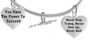 You Have the Power to Succeed, Swimming" 3 Charm Adjustable Bracelet, Safe - Nickel & Lead Free