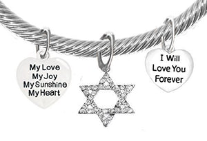 Jewish, "My Love, My Joy, My Sunshine, My Heart", "I Will Love You Forever" Star of David Bracelet