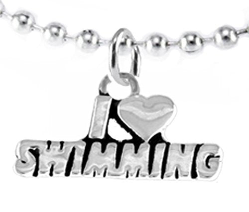 I Love Swimming, Necklace Adjustable Hypoallergenic, Safe - Nickel, Lead & Cadmium Free!