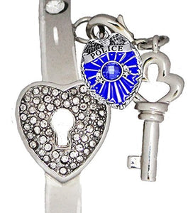 Policeman's, "The Key to My Heart" Cuff Crystal Bracelet, "It Really Locks!" Safe Nickel & Lead Free