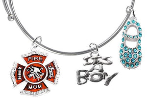 Firefighter's Mom's Baby Shower Gifts, "It’s A Boy", Adjustable Bracelet, Safe - Nickel & Lead Free