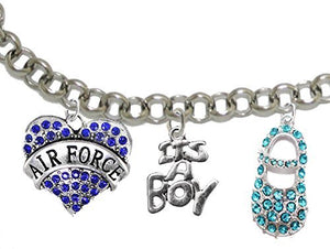 Air Force's Mom to Be, "It’s A Boy", Bracelet, Hypoallergenic, Safe - Nickel & Lead Free